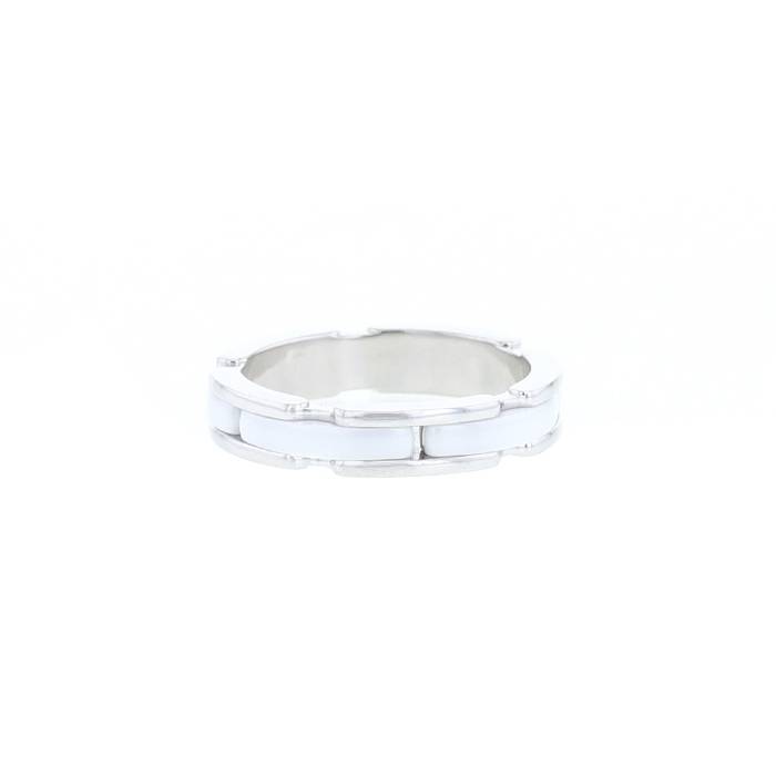 Bague rigide Chanel Ultra petit modèle en or blanc et céramique blanc, taille 51 - 00pp