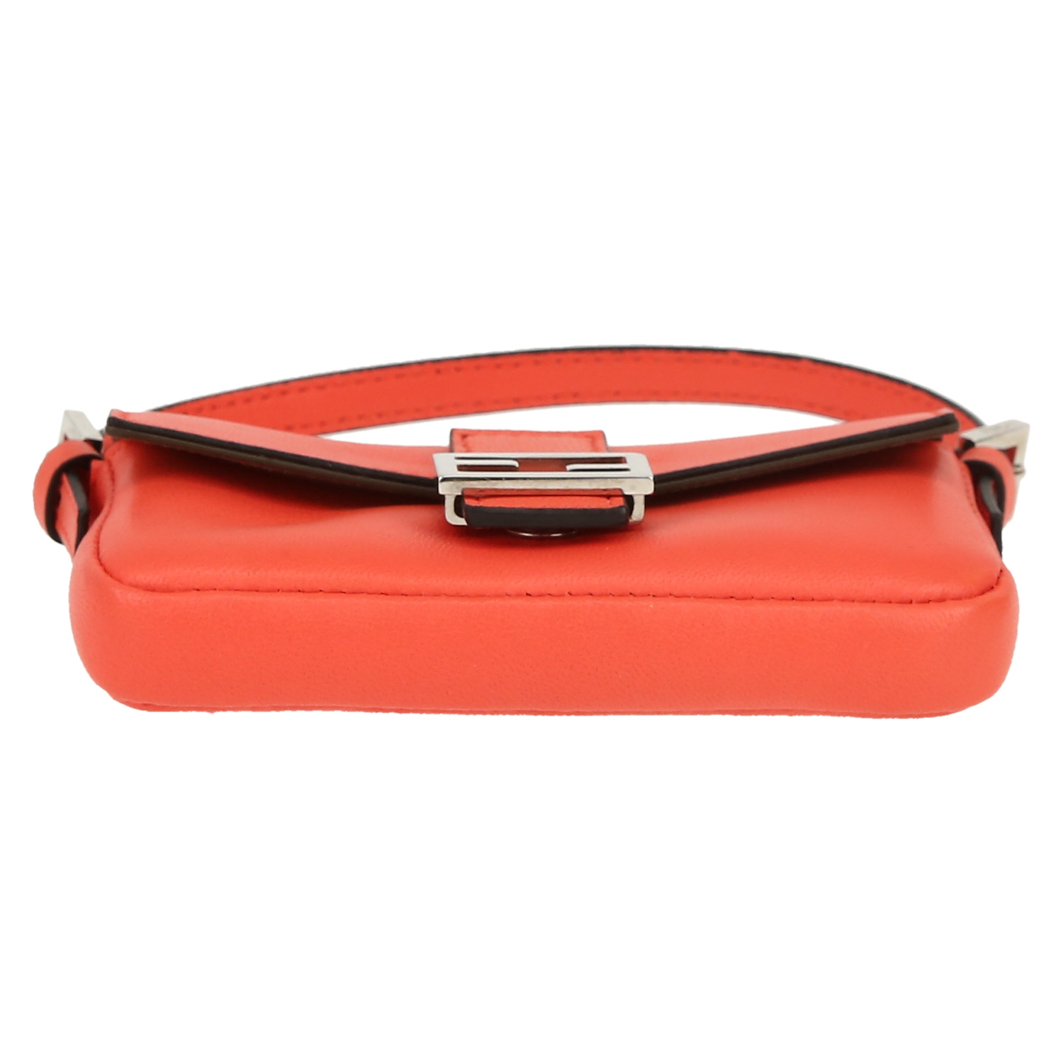 Fendi  Mini Baguette handbag  in orange leather - Detail D1