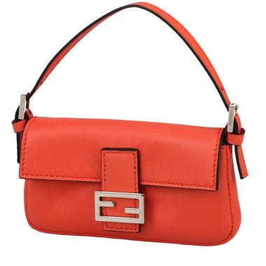 Bolso de mano Fendi  Mini Baguette en cuero naranja