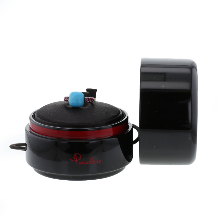 Sortija Pomellato Capri en oro rosa,  turquesa y rubíes - Detail D2