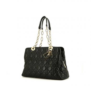 Bolso de mano Dior Soft Shopping en cuero acolchado negro