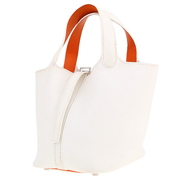Borsa Hermès  Picotin 18 cm in pelle togo bianca