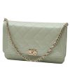 Chanel Wallet on Chain handbag/clutch in Almond green quilted iridescent leather - 00pp thumbnail