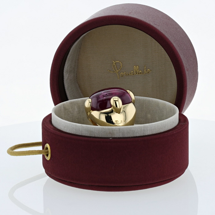 Sortija Pomellato Griffe en oro amarillo y turmalina rosa - Detail D2