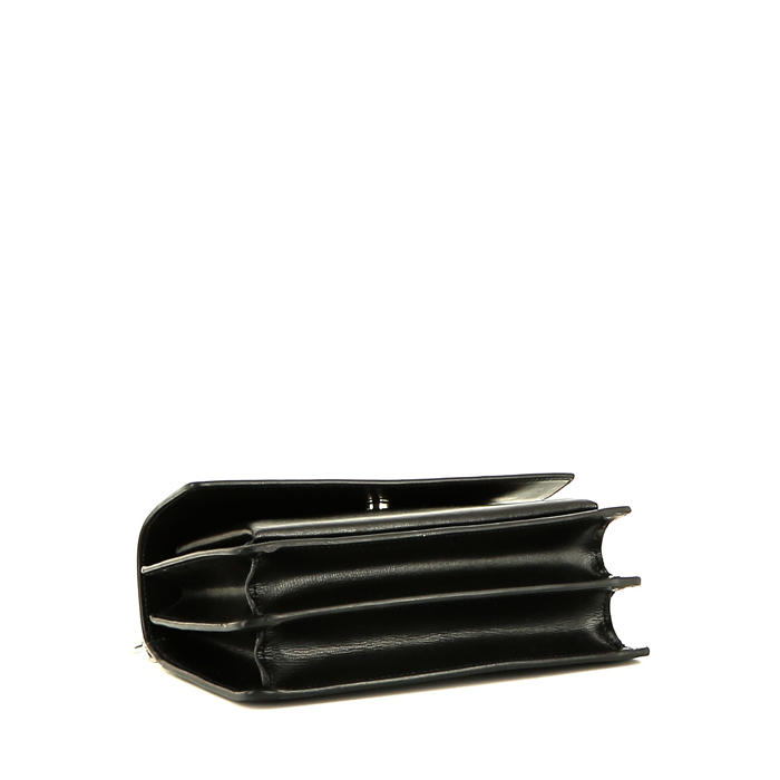 Sac bandoulière Saint Laurent  Sunset moyen modèle  en cuir noir - Detail D5