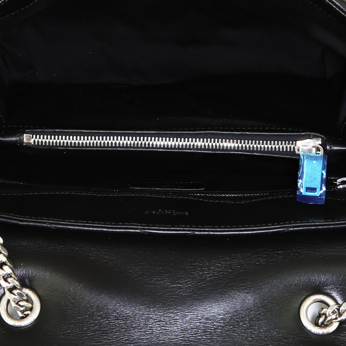 Borsa a tracolla Saint Laurent  Loulou modello medio  in pelle trapuntata a zigzag nera - Detail D3