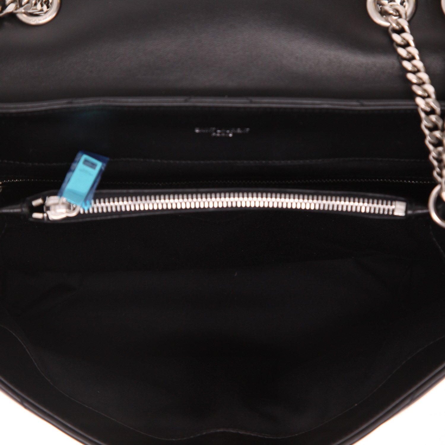 Saint Laurent Loulou medium model shoulder bag in black chevron quilted leather - Detail D3