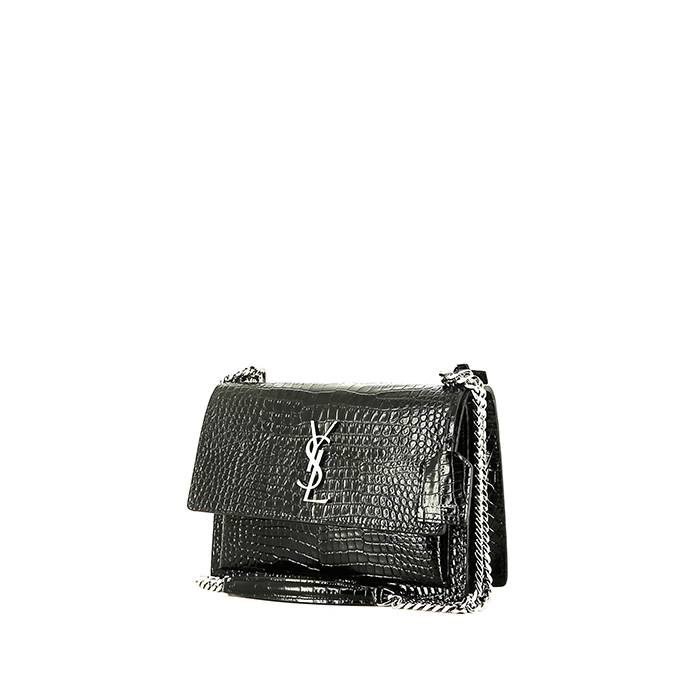 Saint Laurent Women's Medium Sunset Croc-Embossed Leather Shoulder Bag - Dark Beige