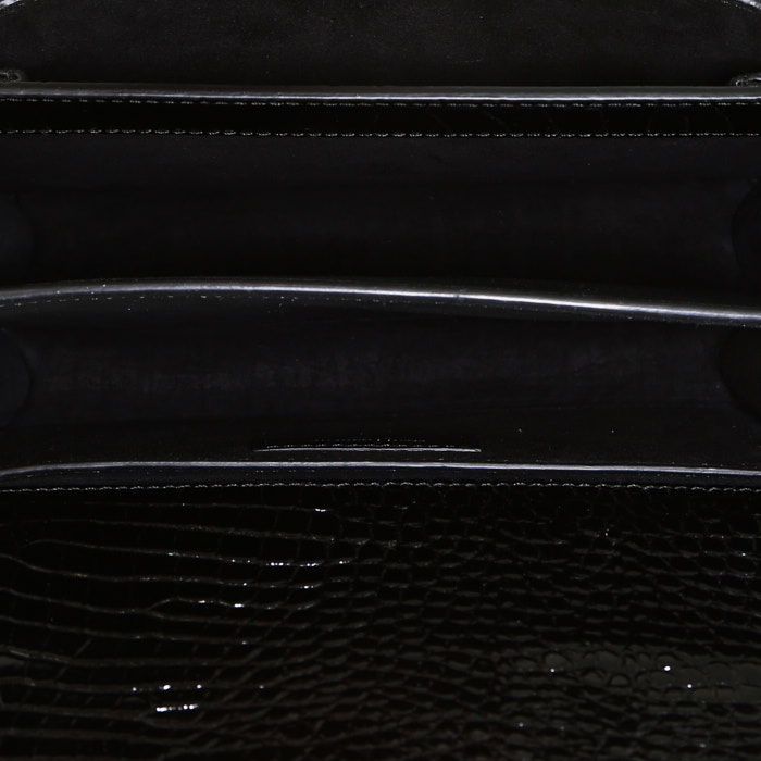 Saint Laurent Sunset shoulder bag in black leather - Detail D3