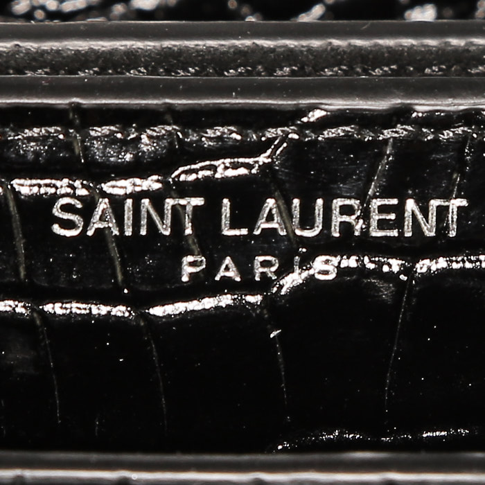 Sac bandoulière Saint Laurent Sunset en cuir noir - Detail D4