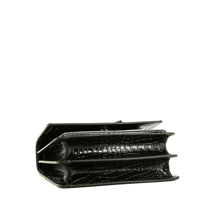 Sac bandoulière Saint Laurent Sunset en cuir noir - Detail D5