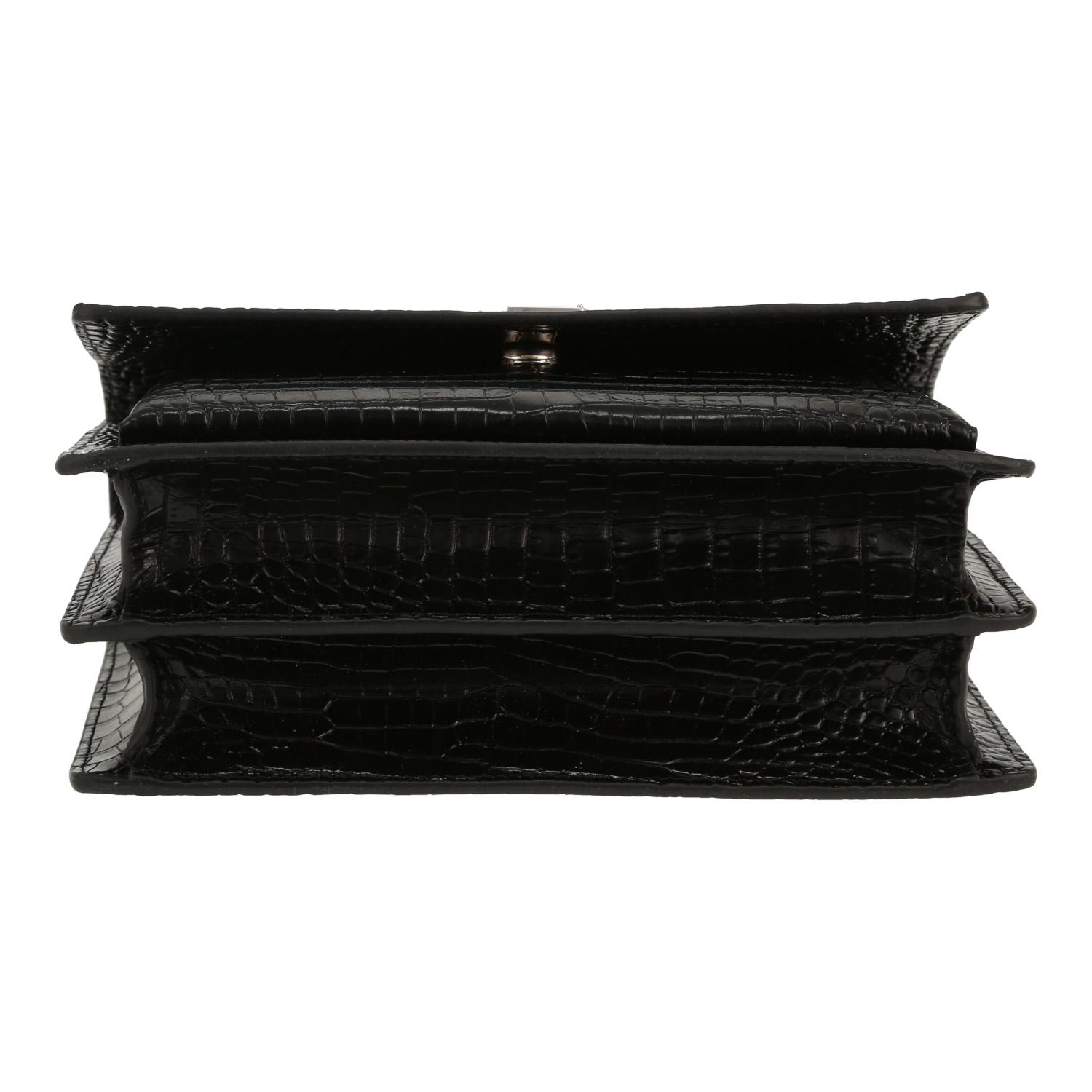 Sac bandoulière Saint Laurent  Sunset en cuir noir - Detail D1
