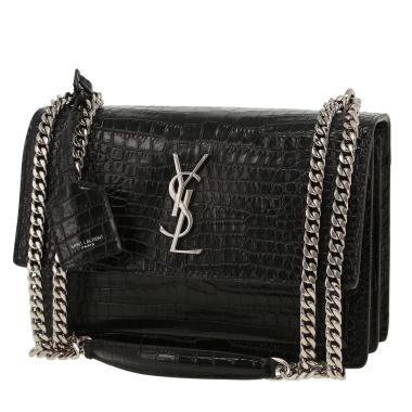 Saint Laurent  Sunset shoulder bag  in black leather