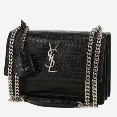 Sac bandoulière Saint Laurent  Sunset en cuir noir