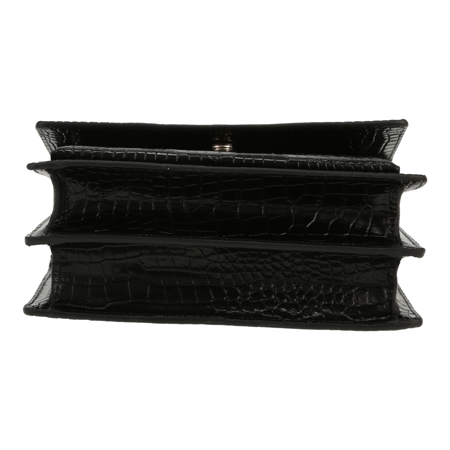 Sac bandoulière Saint Laurent Sunset en cuir noir - Detail D1