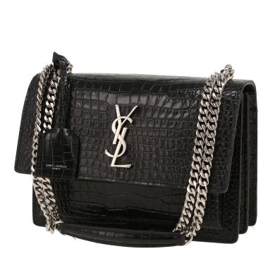 Sac bandoulière Saint Laurent  Sunset en cuir noir