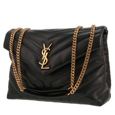 Borsa a tracolla Saint Laurent  Loulou modello medio  in pelle trapuntata a zigzag nera