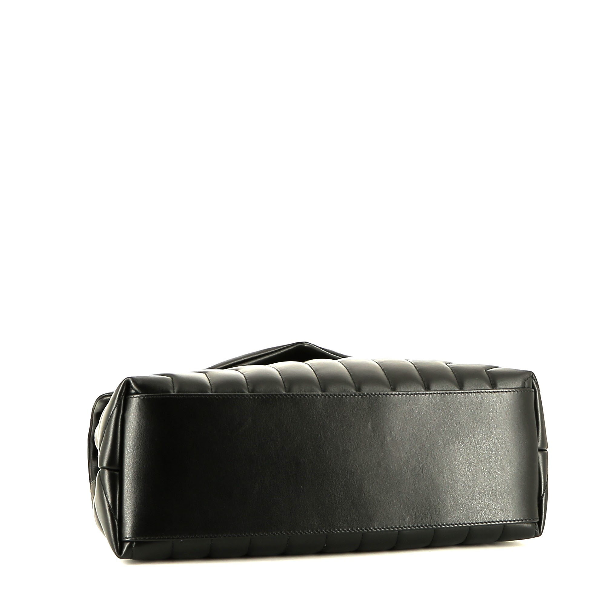 Saint Laurent Loulou medium model shoulder bag in black chevron quilted leather - Detail D5