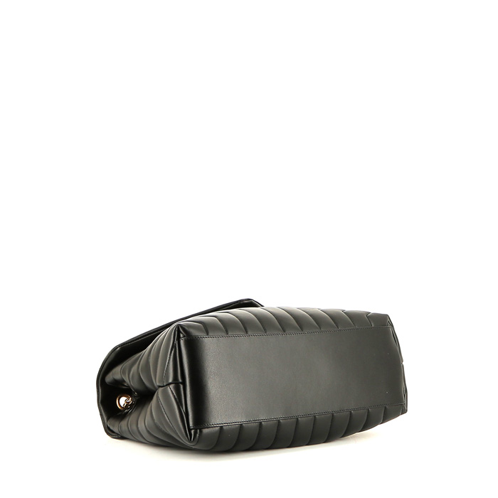 Saint Laurent Loulou medium model shoulder bag in black chevron quilted leather - Detail D5