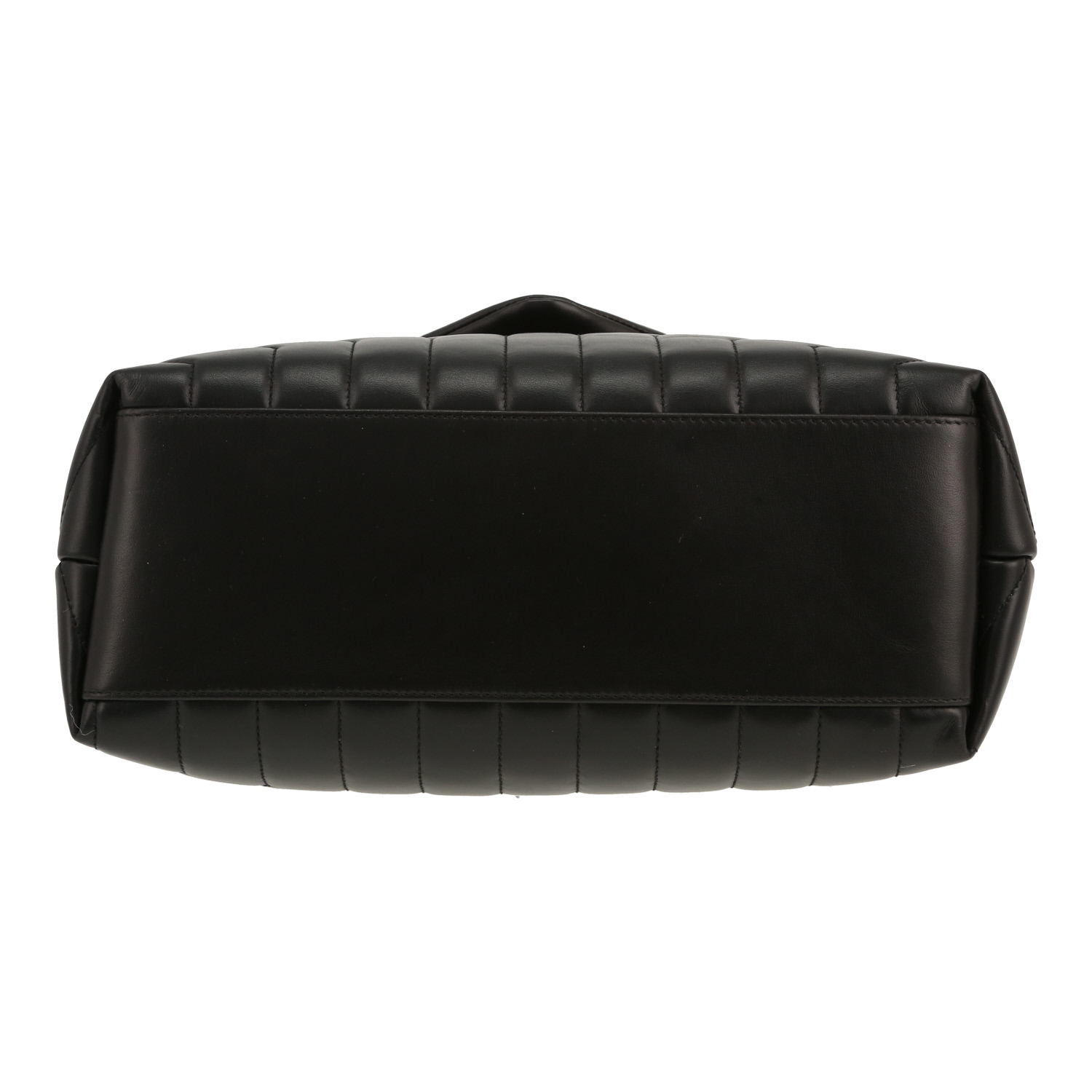 Bolso bandolera Saint Laurent Loulou modelo mediano en cuero acolchado con motivos de espigas negro - Detail D1