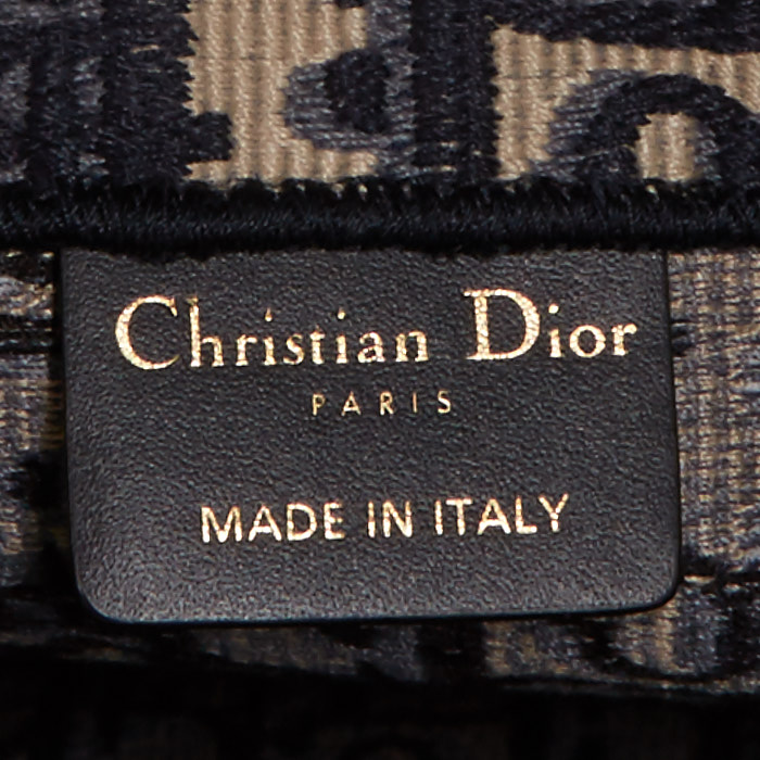 Sac cabas Dior Book Tote grand modèle en toile monogram Oblique bleue et beige - Detail D3