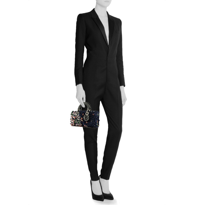 Dior Lady D-Joy handbag in black canvas and leather - Detail D1