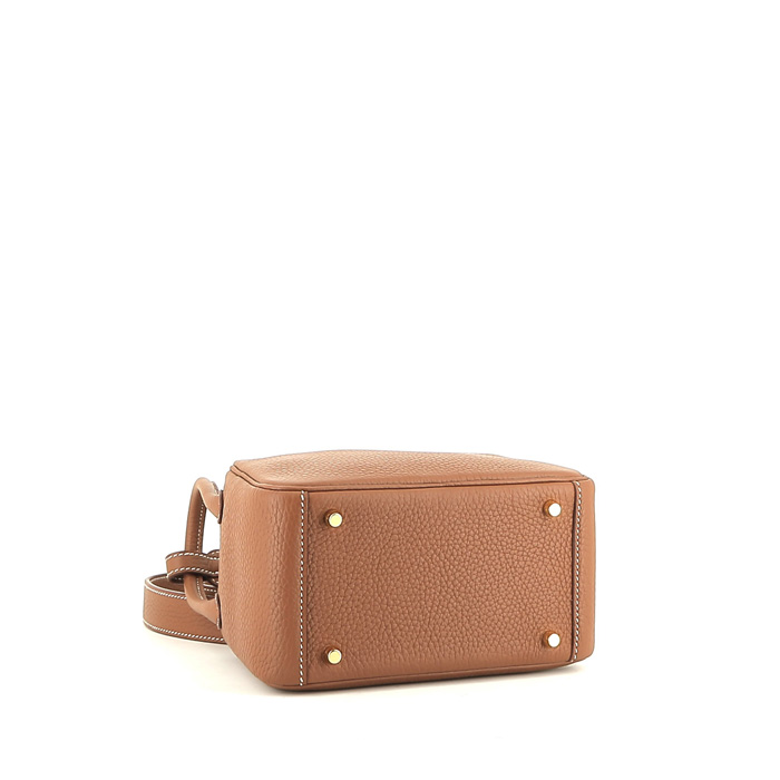 Hermès Lindy mini  shoulder bag  in gold togo leather - Detail D4