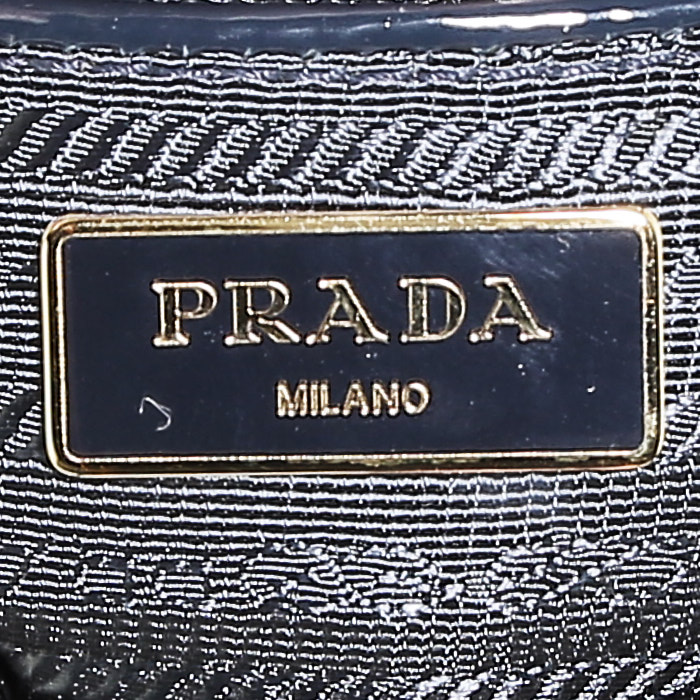 Sac cabas Prada en cuir verni bleu-marine - Detail D4