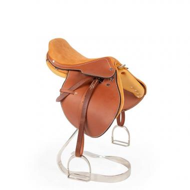 Hermès, Exceptional mini Selle "Cavale", in stitched swift leather and doblis leather, with its base, signed and numbered, of 2017