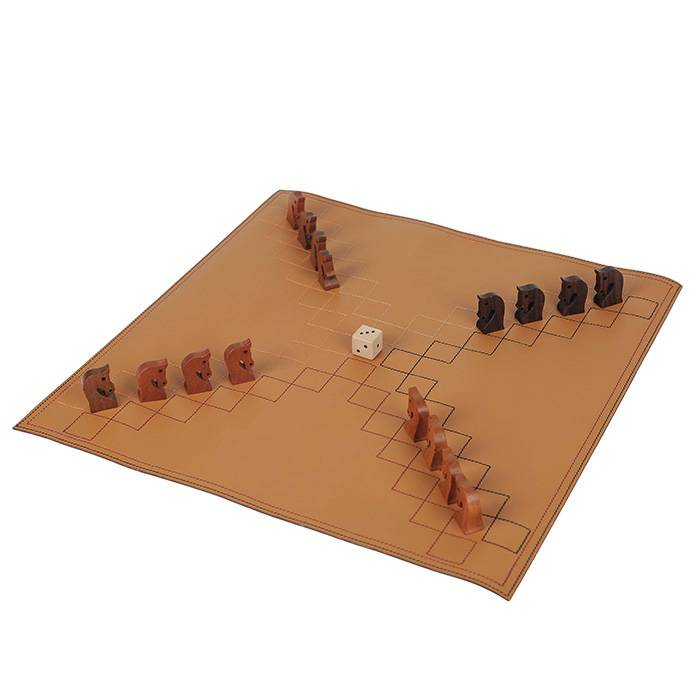 Hermès, set of Ludo game in leather and wood, signed, from the 2000's - 00pp