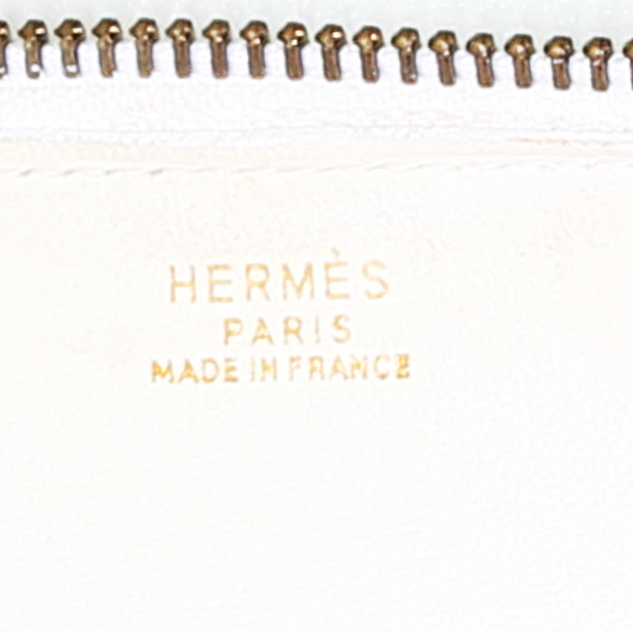 Bolso de mano Hermès  Bolide 27 cm en cuero blanco - Detail D4