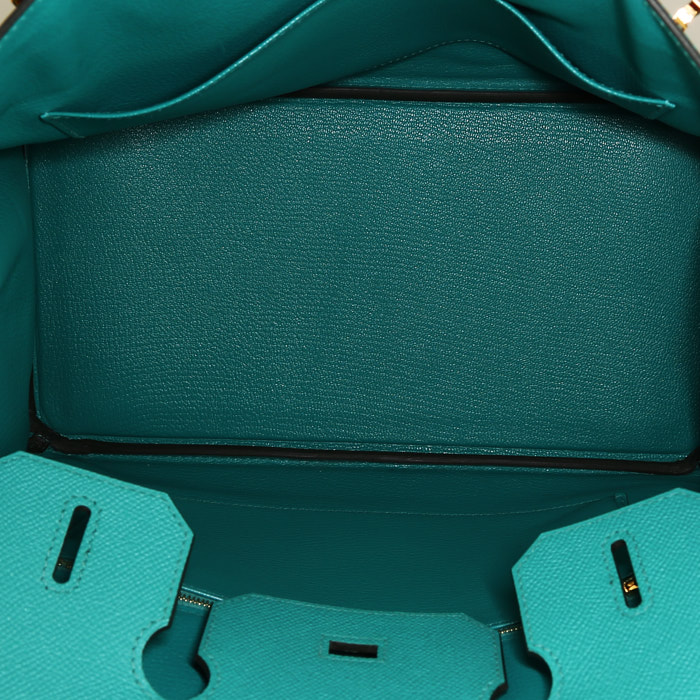 Bolso de mano Hermès  Birkin 30 cm en cuero epsom verde - Detail D2
