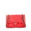 Chanel  Timeless Jumbo handbag  in red quilted grained leather - 360 thumbnail