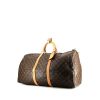 Bolsa de viaje Louis Vuitton Keepall 55 cm en lona Monogram marrón y cuero natural - 00pp thumbnail