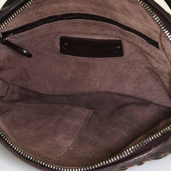 Sac bandoulière Bottega Veneta Nodini en cuir intrecciato marron - Detail D2