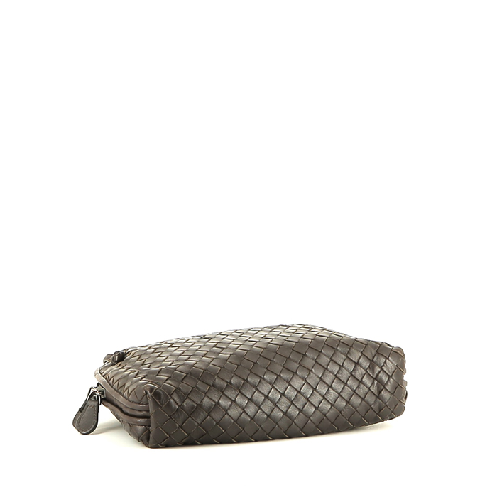 Sac bandoulière Bottega Veneta Nodini en cuir intrecciato marron - Detail D4