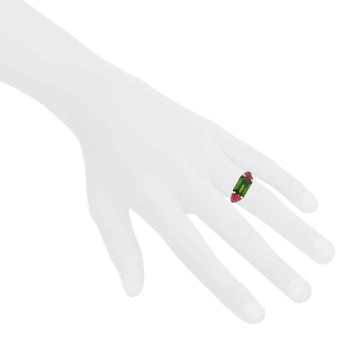 Bague Vintage Nada Le Cavelier en or jaune et tourmalines - Detail D1