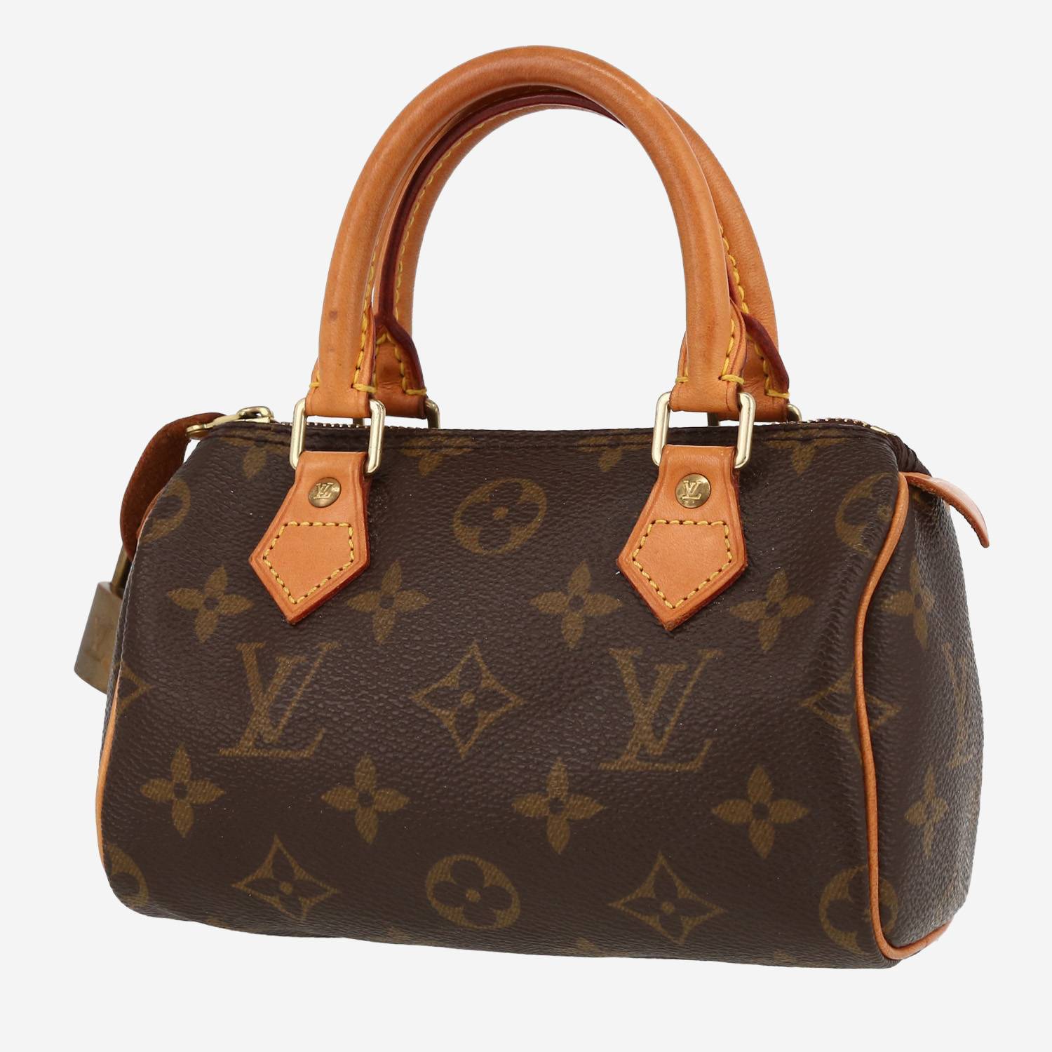 Louis Vuitton  Nano Speedy handbag  in brown monogram canvas  and natural leather