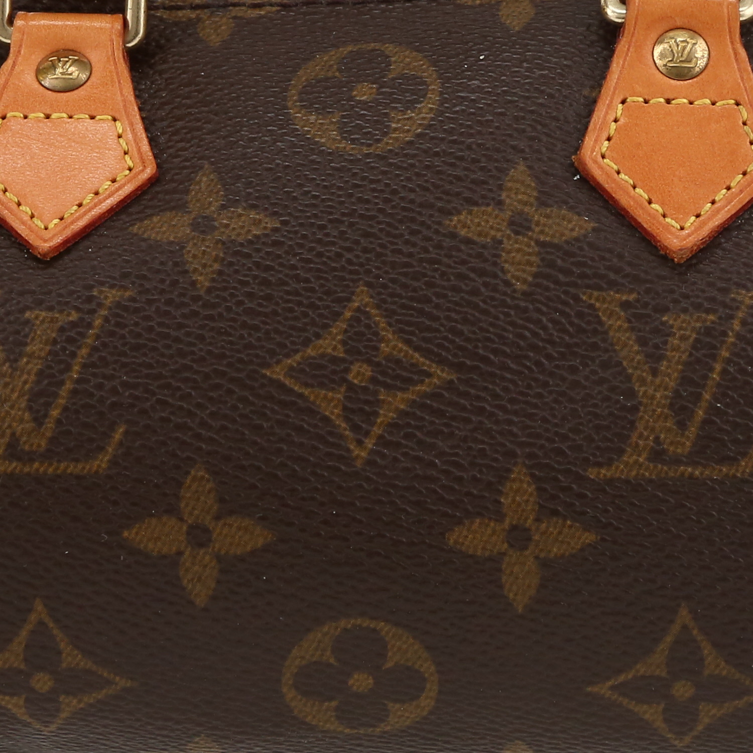 Sac à main Louis Vuitton  Nano Speedy en toile monogram marron et cuir naturel - Detail D1