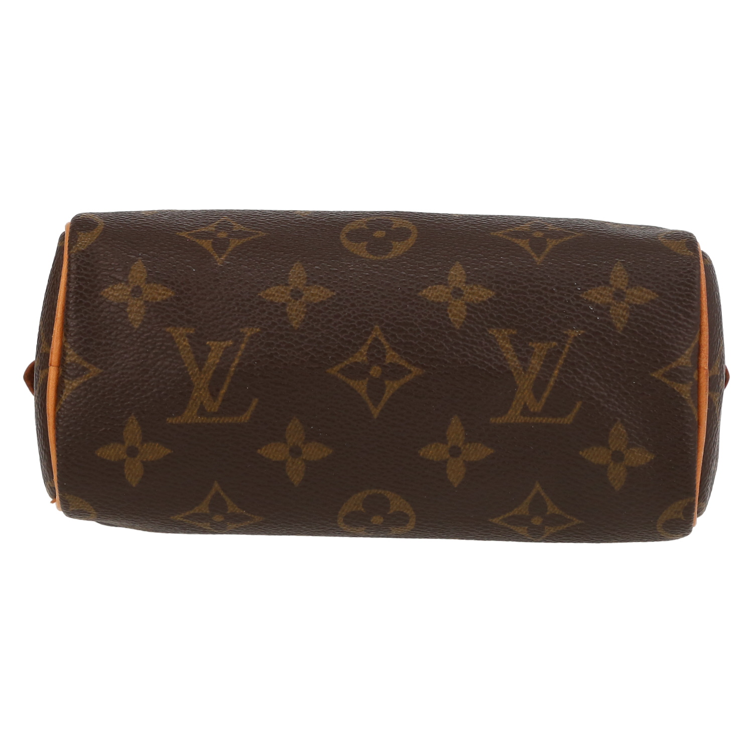 Bolso de mano Louis Vuitton  Nano Speedy en lona Monogram marrón y cuero natural - Detail D4