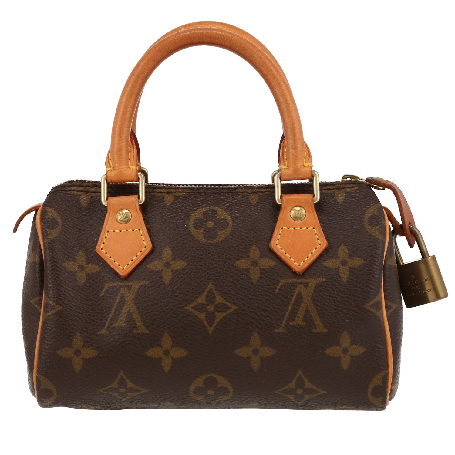 Borsa Louis Vuitton  Nano Speedy in tela monogram marrone e pelle naturale - Detail D7