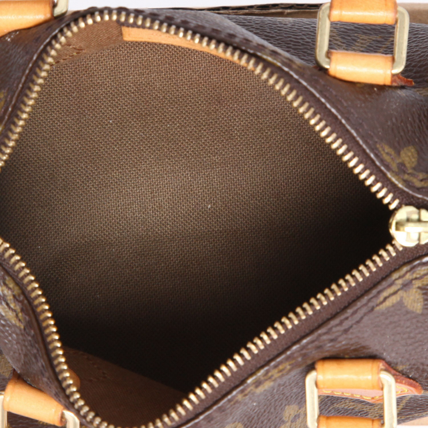 Borsa Louis Vuitton  Nano Speedy in tela monogram marrone e pelle naturale - Detail D8