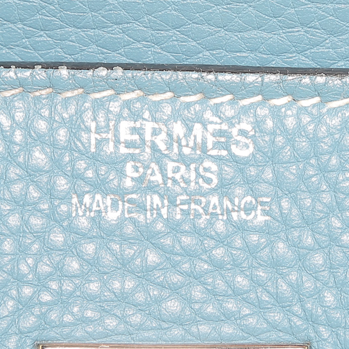 Sac à main Hermes Kelly 40 cm en cuir togo bleu-jean - Detail D3