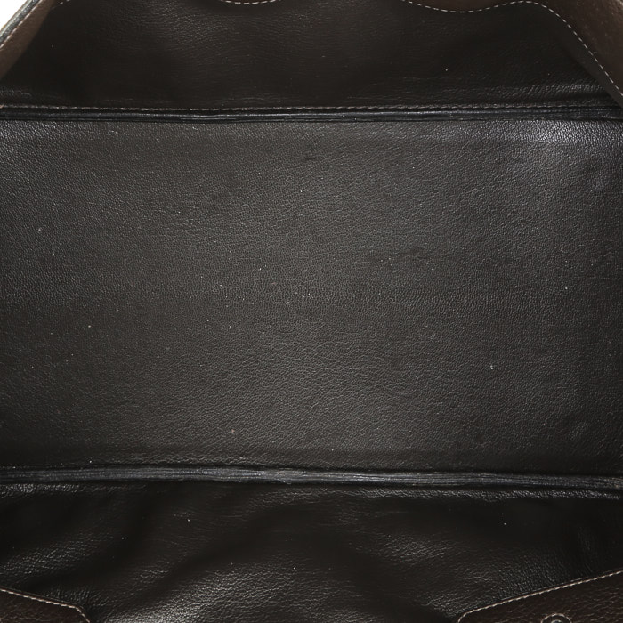 Sac porté épaule ou main Hermès  Birkin Shoulder en cuir togo marron-chocolat - Detail D2