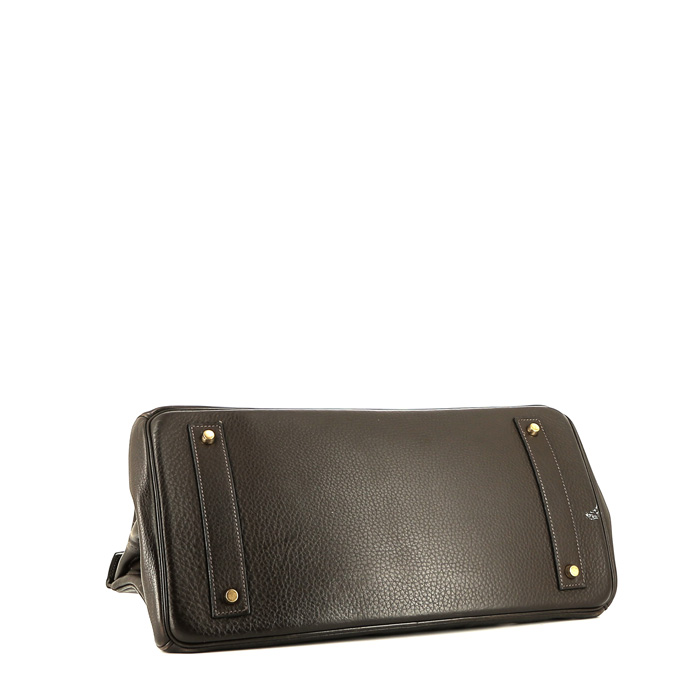 Borsa da spalla o a mano Hermès  Birkin Shoulder in pelle togo marrone cioccolato - Detail D4