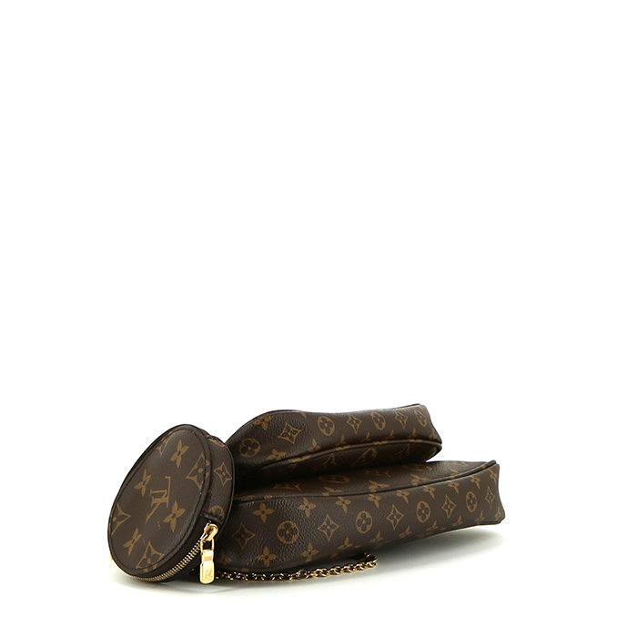 Bolso bandolera Louis Vuitton Multi-Pochette Accessoires en lona Monogram marrón y cuero natural - Detail D5