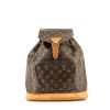 Mochila Louis Vuitton Montsouris Backpack modelo grande  en lona Monogram marrón y cuero natural - 360 thumbnail