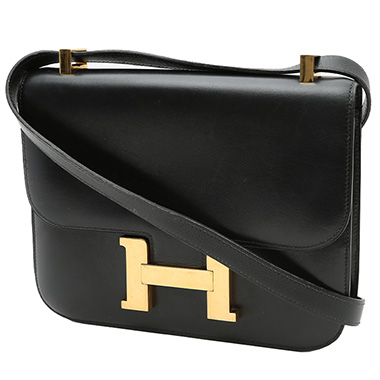 Sac à main Hermès Constance 24 cm en cuir box noir