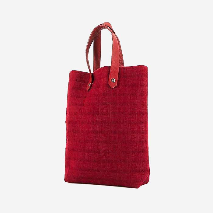 Sac cabas Hermès  Amedaba en toile et cuir rouge