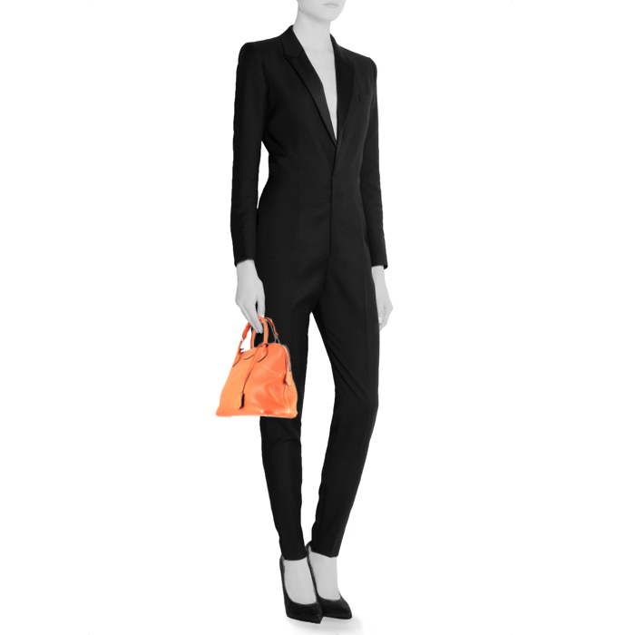 Sac à main Hermès Bolide 30 cm en cuir taurillon clémence orange Feu - Detail D1